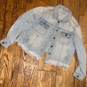 Zara Blue Jean Jacket Classic Distressed Design size XL